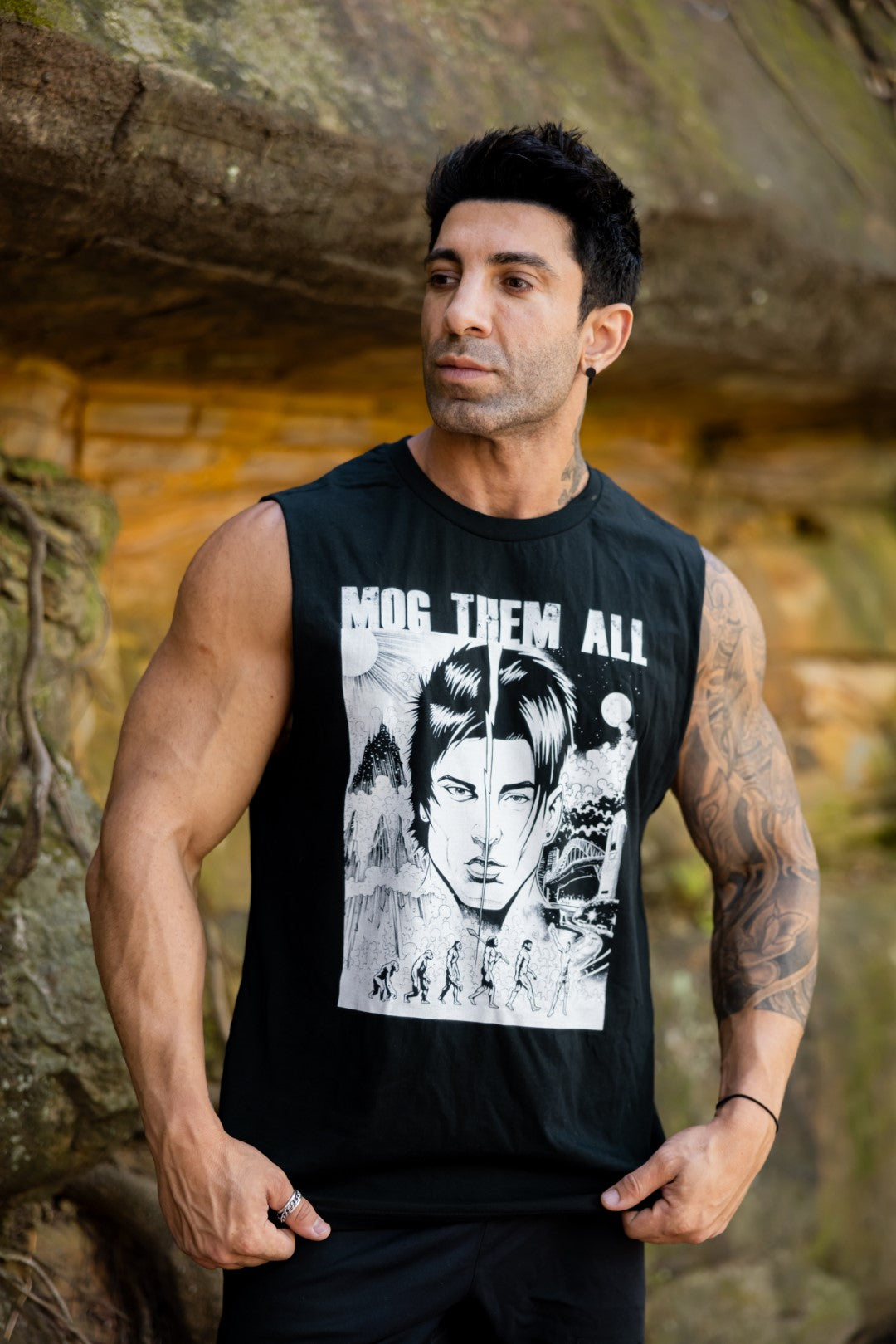 Mog Them All Sleeveless Tank (Black & White)